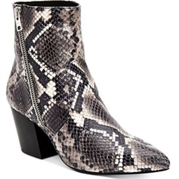 AllSaints Aster Snakeskin Heeled Bootie 37 NEW - Picture 1 of 13
